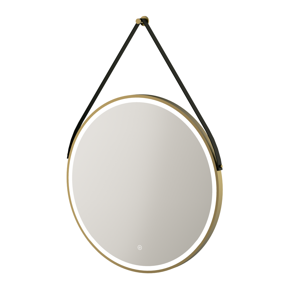Fuse Frame Round with Black Feature Strap Mirror
