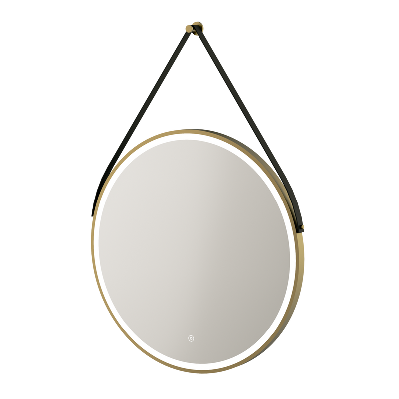 Fuse Frame Round with Black Feature Strap Mirror