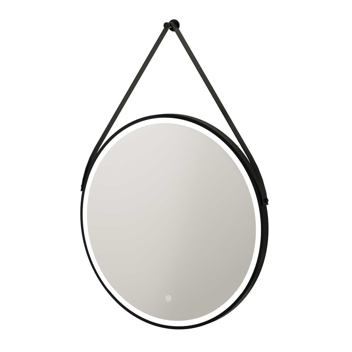 Fuse Frame Round with Black Feature Strap Mirror