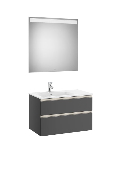 The Gap Pack (Vanity Unit, Basin & Eidos Mirror) 2 Drawer Left-Hand 800mm