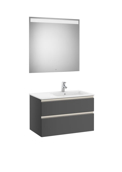 The Gap Pack (Vanity Unit, Basin & Eidos Mirror) 2 Drawer Right-Hand 800mm