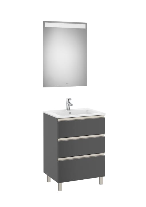 The Gap Pack (Vanity Unit, Basin & Eidos Mirror) 3 Drawer 600mm