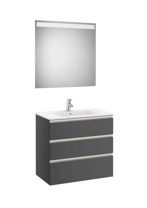 The Gap Pack (Vanity Unit, Basin & Eidos Mirror) 3 Drawer 800mm
