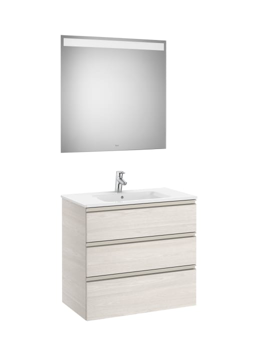 The Gap Pack (Vanity Unit, Basin & Eidos Mirror) 3 Drawer 800mm