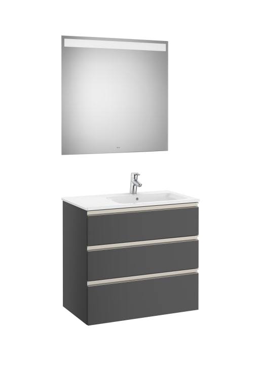 The Gap Pack (Vanity Unit, Basin & Eidos Mirror) 3 Drawer Right-Hand 800mm