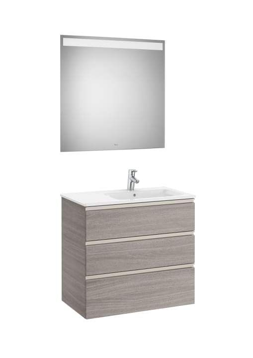 The Gap Pack (Vanity Unit, Basin & Eidos Mirror) 3 Drawer Right-Hand 800mm
