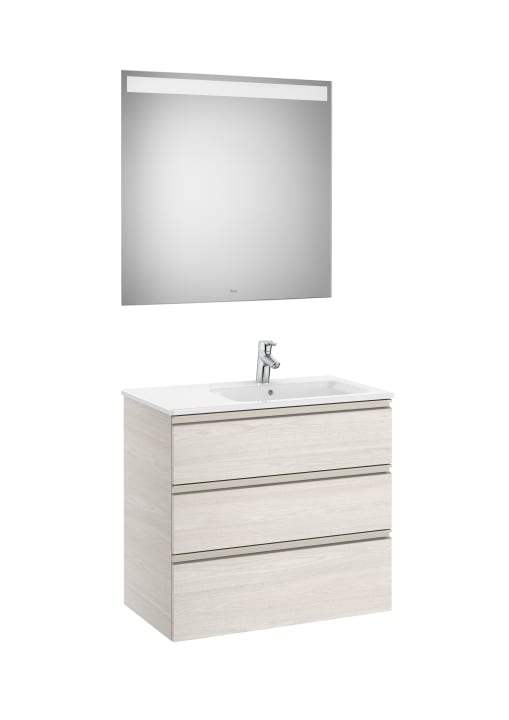 The Gap Pack (Vanity Unit, Basin & Eidos Mirror) 3 Drawer Right-Hand 800mm