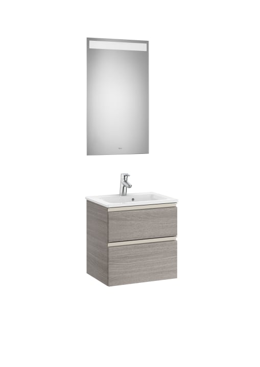 The Gap Pack (Vanity Unit, Basin & Eidos Mirror) Compact 2 Drawer 500mm
