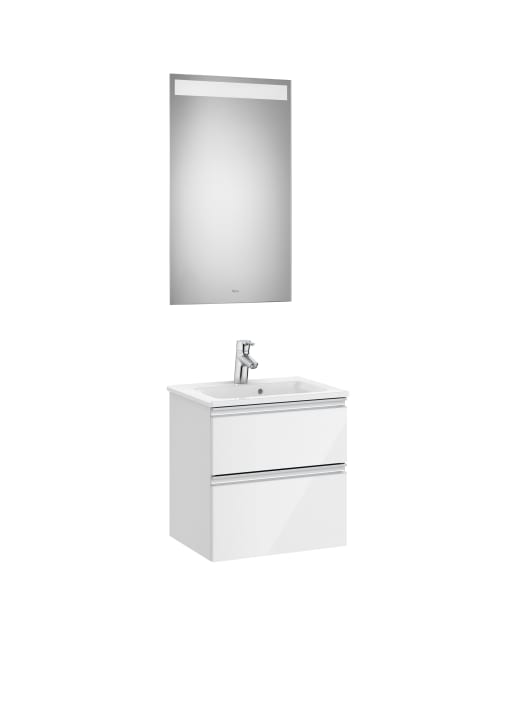 The Gap Pack (Vanity Unit, Basin & Eidos Mirror) Compact 2 Drawer 500mm