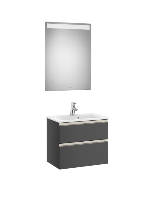 The Gap Pack (Vanity Unit, Basin & Eidos Mirror) Compact 2 Drawer 600mm