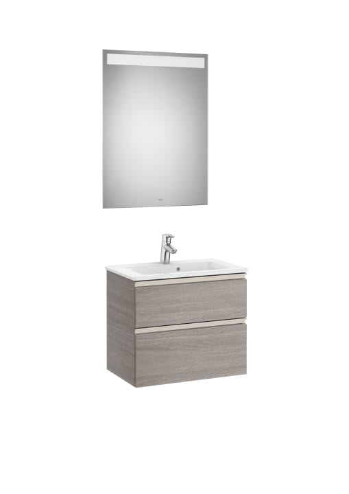 The Gap Pack (Vanity Unit, Basin & Eidos Mirror) Compact 2 Drawer 600mm