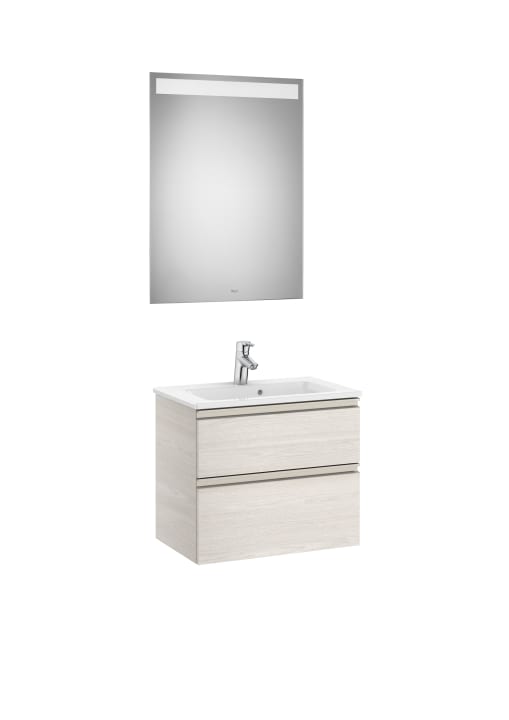 The Gap Pack (Vanity Unit, Basin & Eidos Mirror) Compact 2 Drawer 800mm