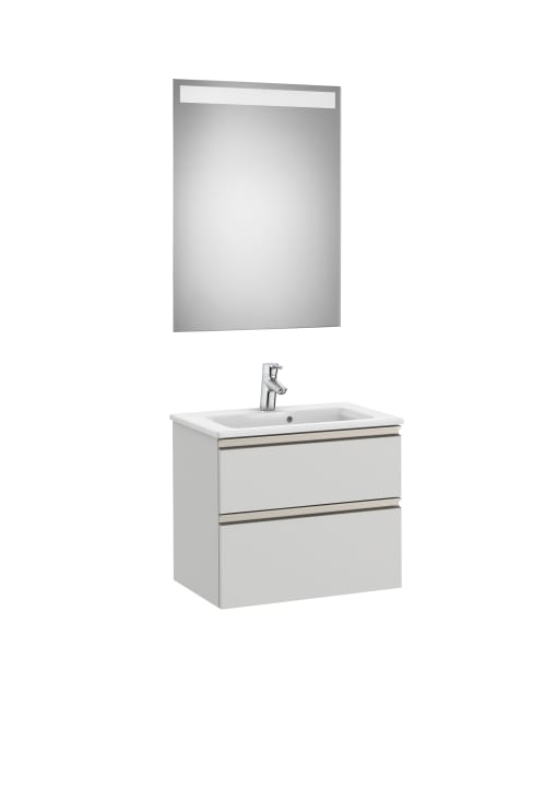 The Gap Pack (Vanity Unit, Basin & Eidos Mirror) Compact 2 Drawer 600mm