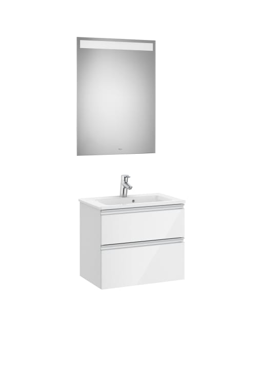The Gap Pack (Vanity Unit, Basin & Eidos Mirror) Compact 2 Drawer 600mm