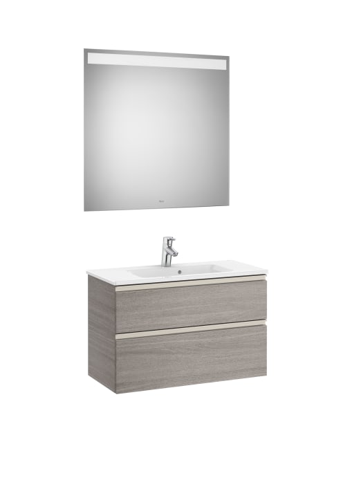 The Gap Pack (Vanity Unit, Basin & Eidos Mirror) Compact 2 Drawer 800mm