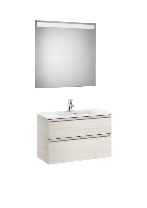 The Gap Pack (Vanity Unit, Basin & Eidos Mirror) Compact 2 Drawer 800mm
