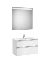 The Gap Pack (Vanity Unit, Basin & Eidos Mirror) Compact 2 Drawer 800mm
