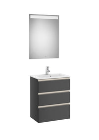 The Gap Pack (Vanity Unit, Basin & Eidos Mirror) Compact 3 Drawer 600mm