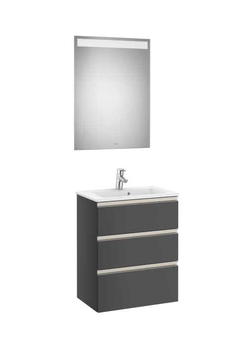 The Gap Pack (Vanity Unit, Basin & Eidos Mirror) Compact 3 Drawer 600mm