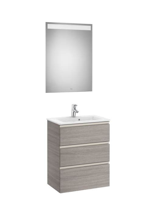 The Gap Pack (Vanity Unit, Basin & Eidos Mirror) Compact 3 Drawer 600mm