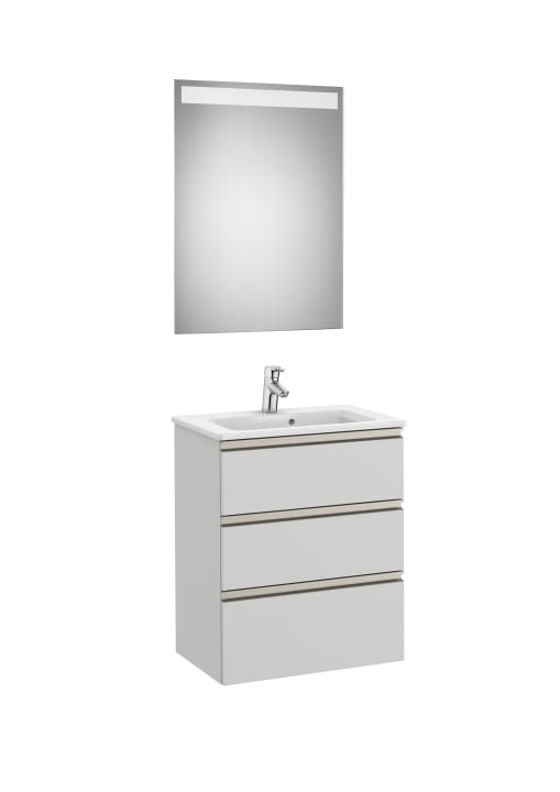 The Gap Pack (Vanity Unit, Basin & Eidos Mirror) Compact 3 Drawer 600mm