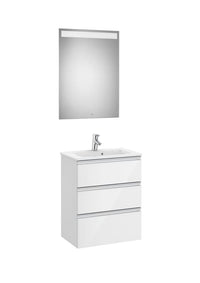 The Gap Pack (Vanity Unit, Basin & Eidos Mirror) Compact 3 Drawer 600mm