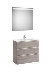 The Gap Pack (Vanity Unit, Basin & Eidos Mirror) Compact 3 Drawer 800mm