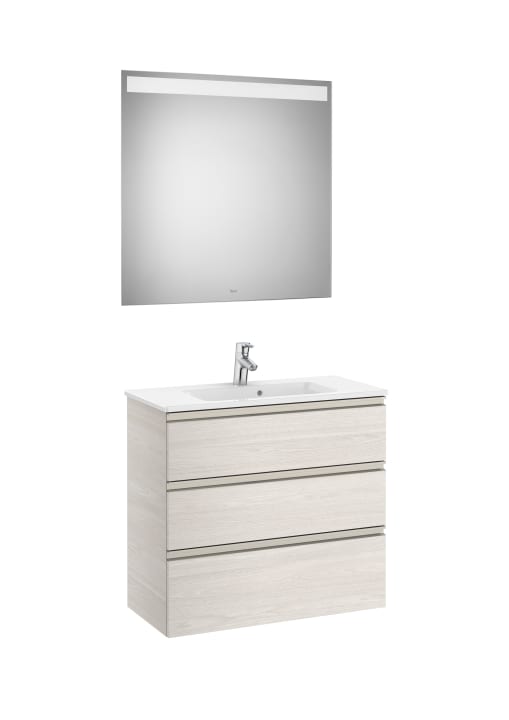 The Gap Pack (Vanity Unit, Basin & Eidos Mirror) Compact 3 Drawer 800mm