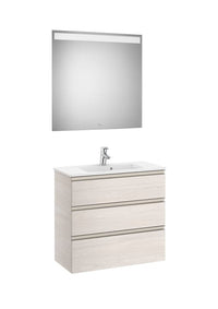The Gap Pack (Vanity Unit, Basin & Eidos Mirror) Compact 3 Drawer 800mm
