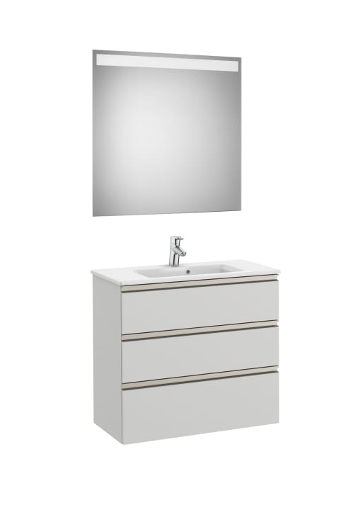 The Gap Pack (Vanity Unit, Basin & Eidos Mirror) Compact 3 Drawer 800mm