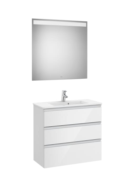 The Gap Pack (Vanity Unit, Basin & Eidos Mirror) Compact 3 Drawer 800mm