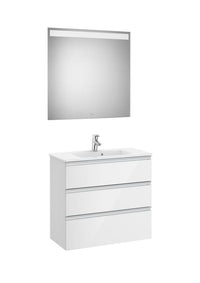 The Gap Pack (Vanity Unit, Basin & Eidos Mirror) Compact 3 Drawer 800mm