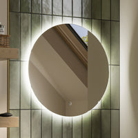 Theme Adjustable Lighting Round Bathroom Mirror