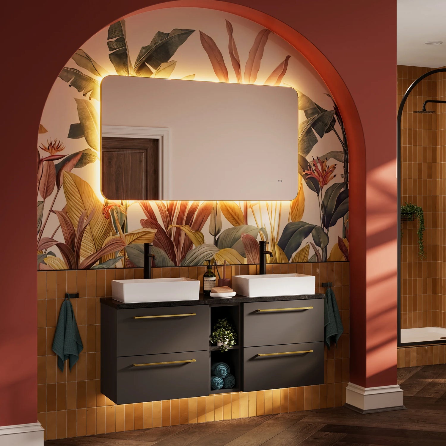 Arcane Illuminated Frame Bathroom Mirror Curve