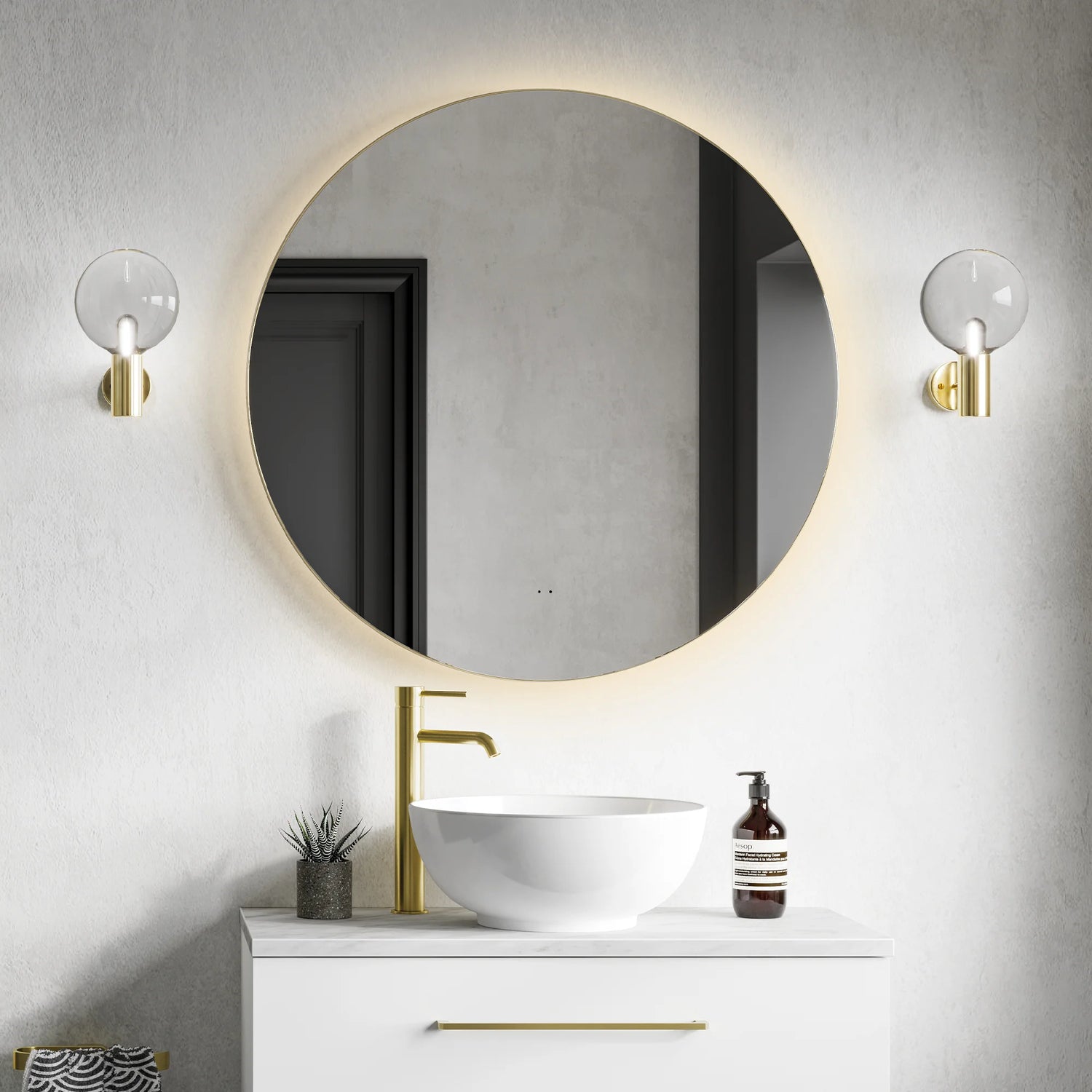 Arcane Illuminated Frame Bathroom Mirror Round