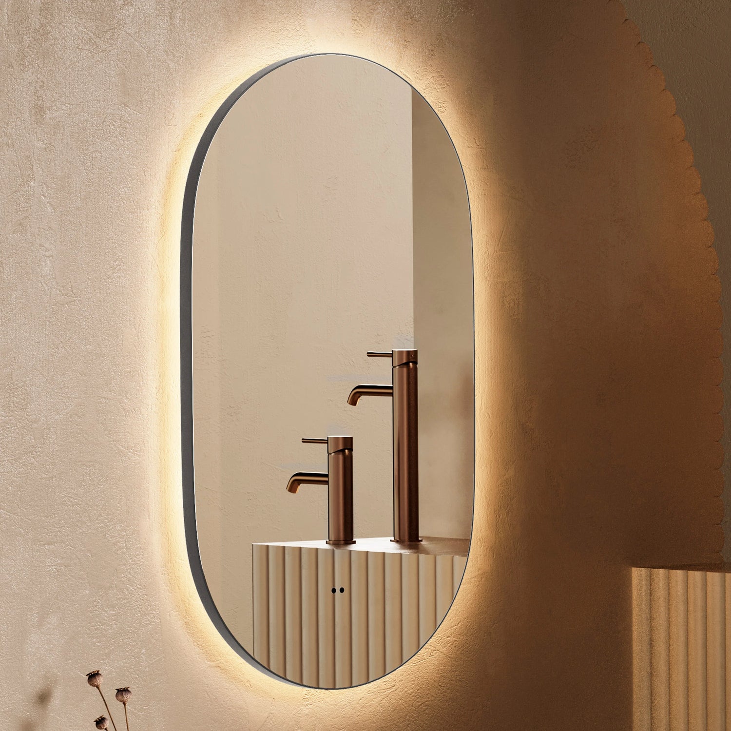 Arcane Illuminated Frame Bathroom Mirror Pill