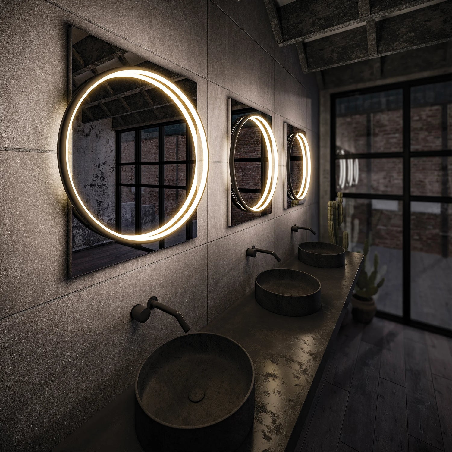 Solas Round Illuminated Bathroom Mirror