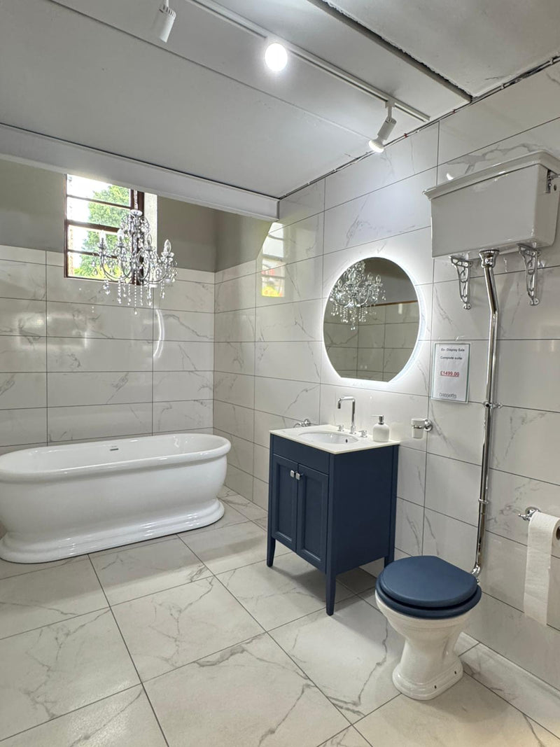 Traditional Vanity, Bath and High Cistern Toilet