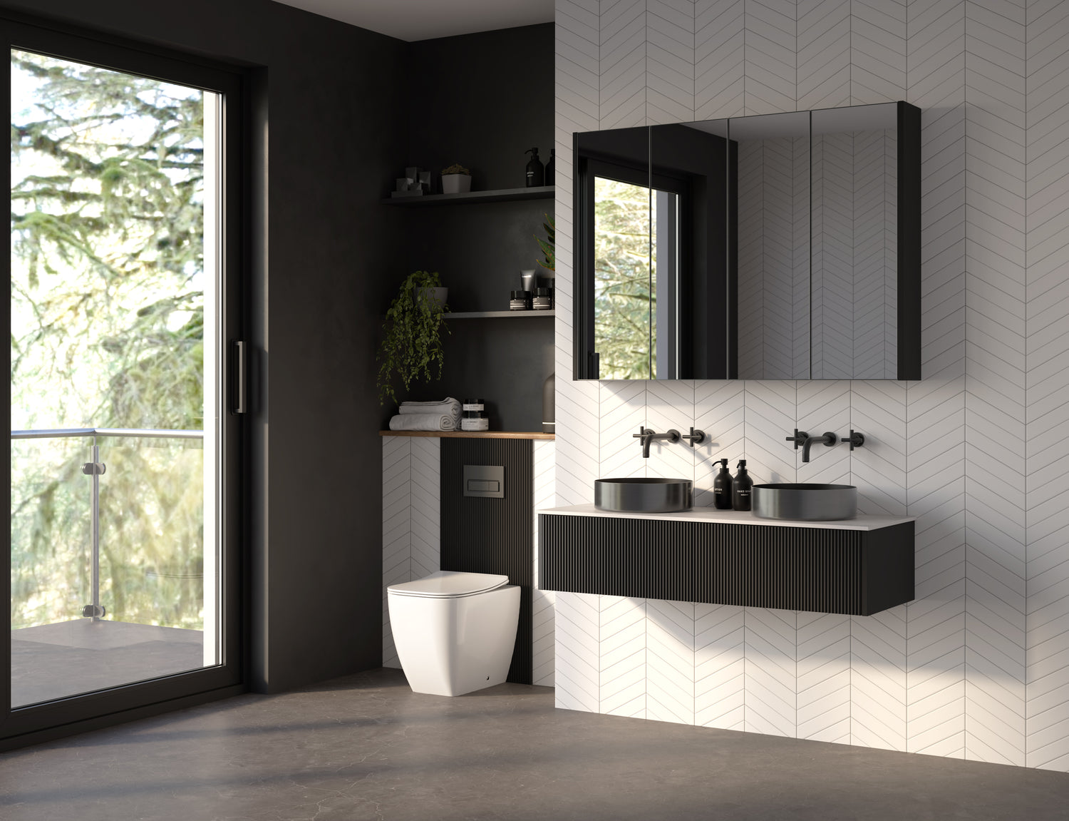 HeyU Twin Single Drawer Line Washbasin Unit 1200mm