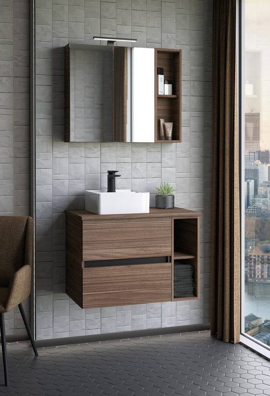 Qube Wall Mounted Double Drawer Washbasin Unit