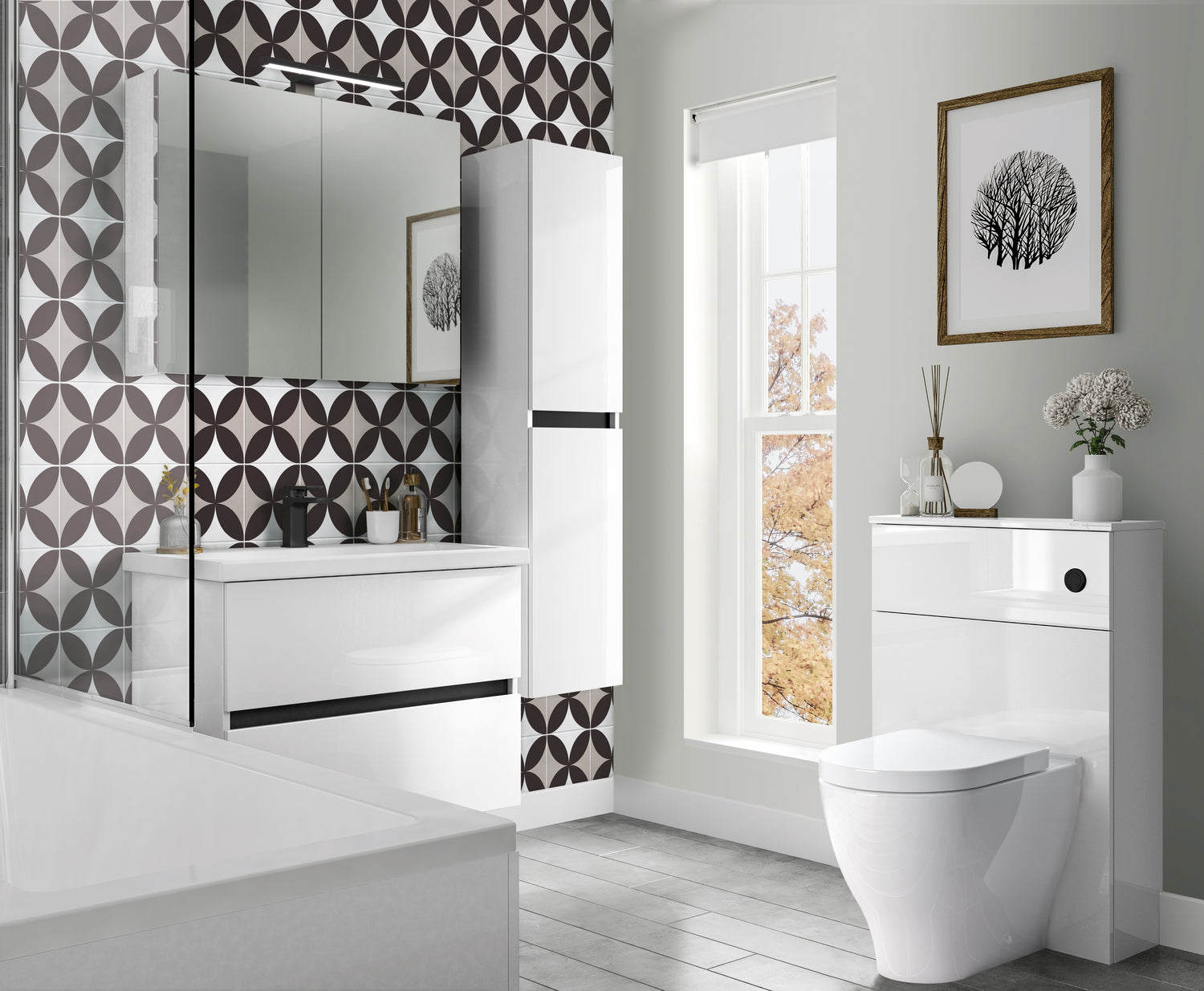 Qube Wall Mounted Double Drawer Washbasin Unit