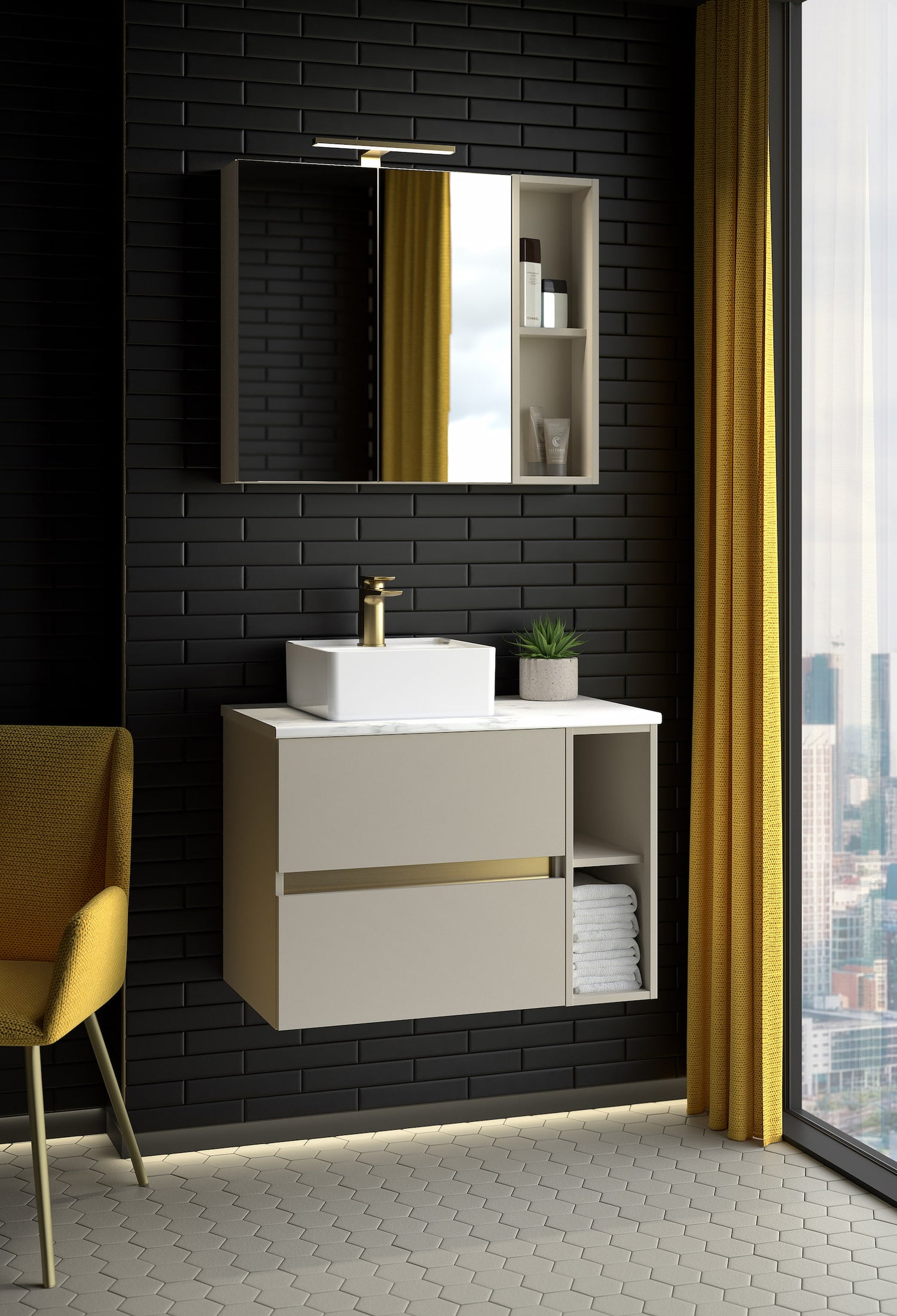 Qube Wall Mounted Double Drawer Washbasin Unit
