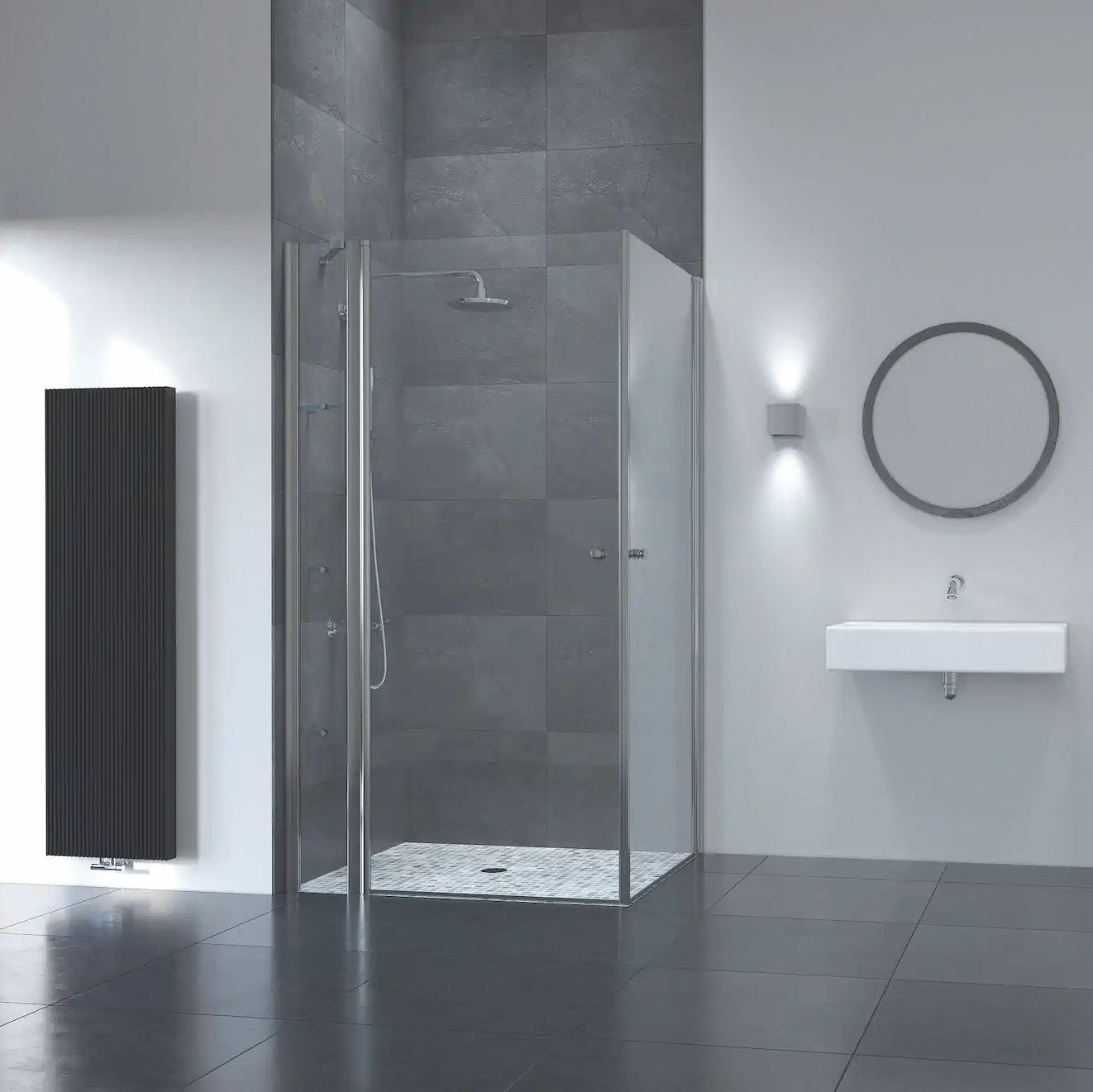 FLAIR FRAMELESS Flair Frameless Offset Corner Pivot Door