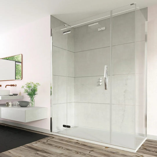 ORO Hinge & Inline Door with Ultra Frameless Corner Side Panel